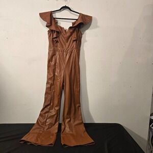 Flying Tomato Vegan Leather Flared Pant Suit Size Small